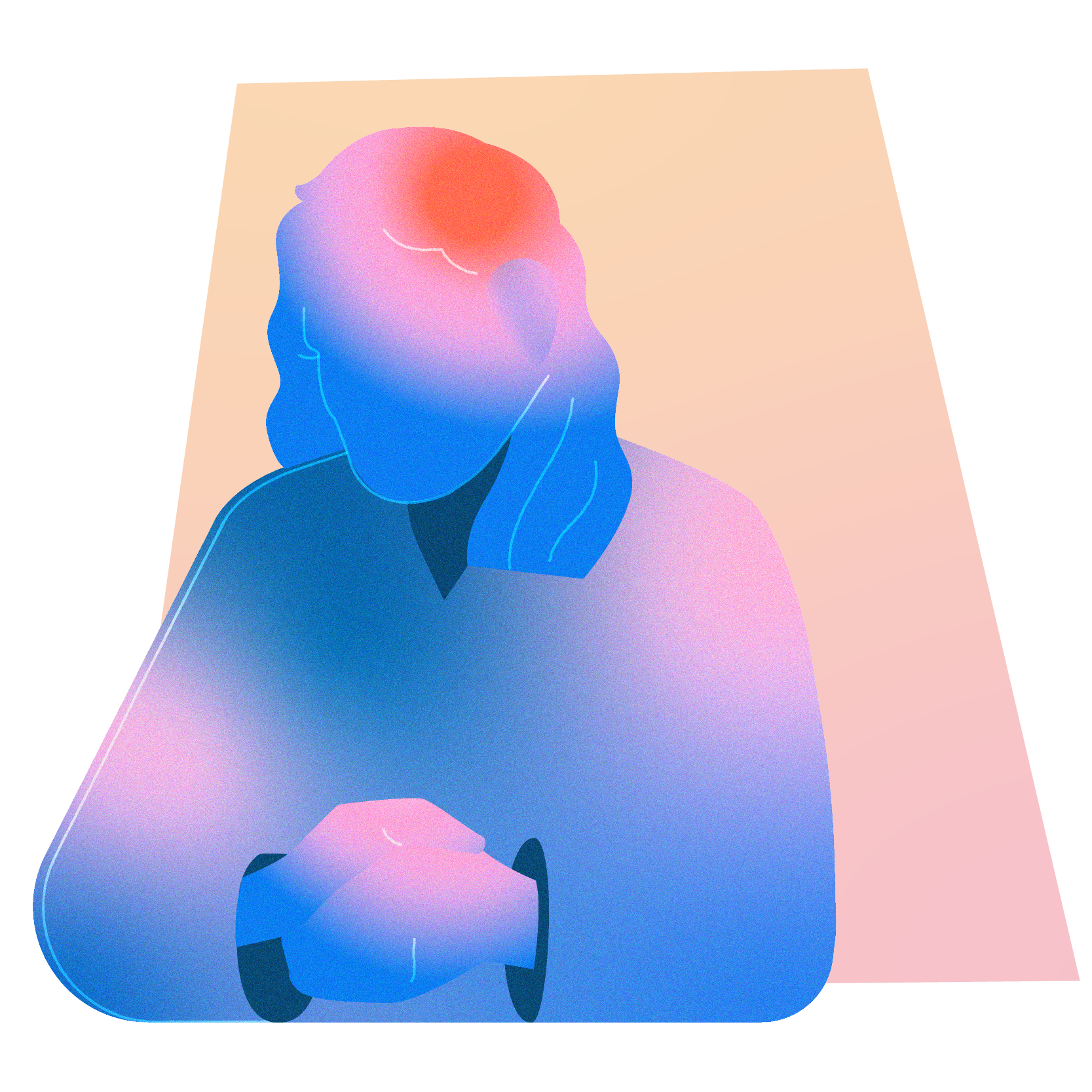 Abstract illustration of a person with a highlighted red spot on the head, suggesting brain or memory issues.